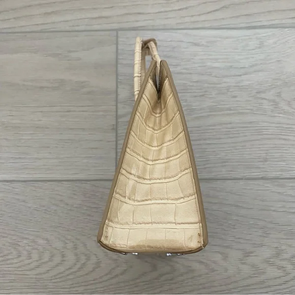 Mango Geometric Croc Embossed Faux Leather Top Handle Bag with Crossbody Strap - Picture 11 of 12